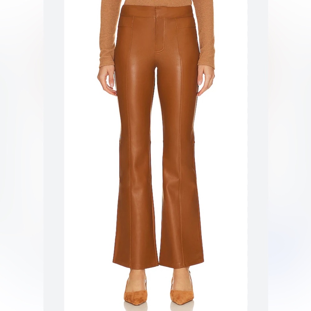 Free People for REVOLVE NWT Uptown High Waist Faux Leather Brown Flare Pants 4